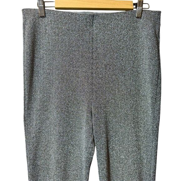 H&M Women’s Flared Dressy Pants Silver Metallic Pull On Size L Party Cocktails - Picture 2 of 11